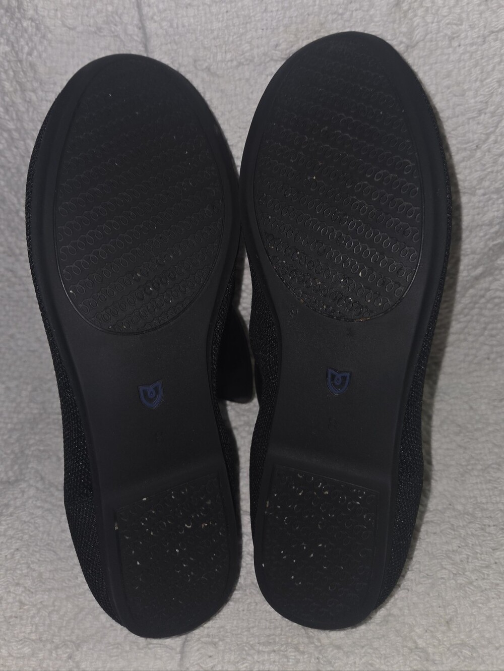 Rothys The Flat Black Solid Knit Rounded Toe Ballet Flats Shoes Original W8 - Picture 7 of 11